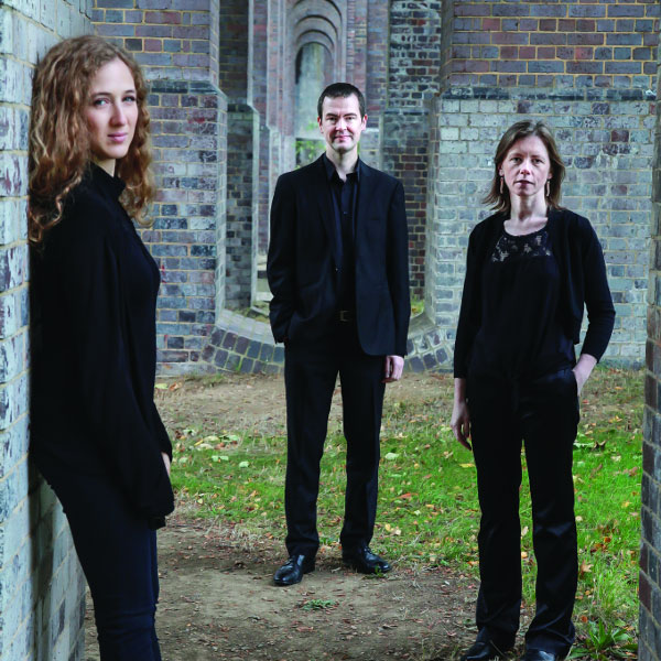 Photo of the Fidelio Trio wearing all black